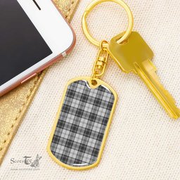 ScotsTee Shop Scottish Douglas Grey Modern Clan Dog Tag Pendant Tartan Luxury Keychain - Personalized Engraving