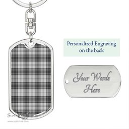 ScotsTee Shop Scottish Douglas Grey Modern Clan Dog Tag Pendant Tartan Luxury Keychain - Personalized Engraving