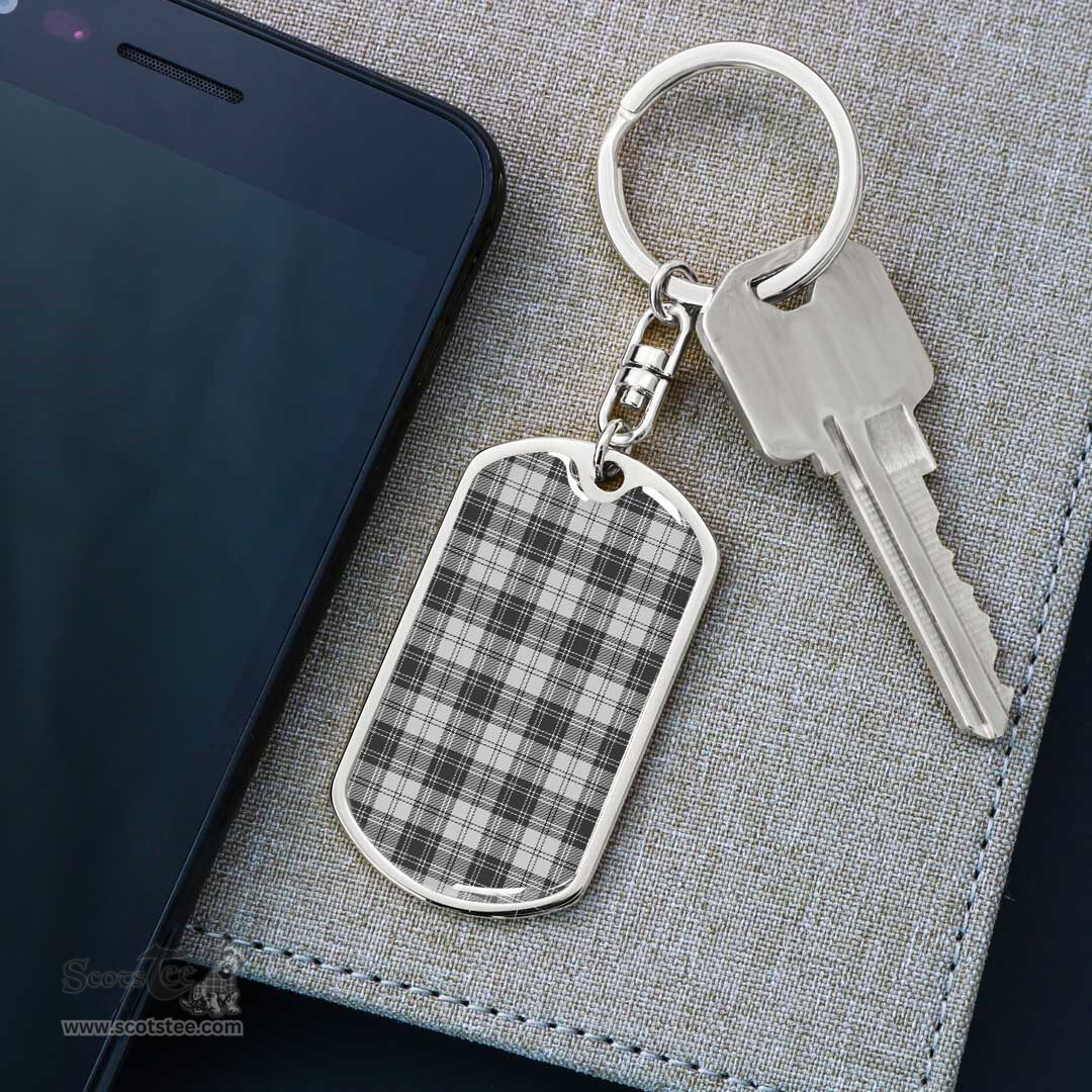 ScotsTee Shop Scottish Douglas Grey Modern Clan Dog Tag Pendant Tartan Luxury Keychain - Personalized Engraving