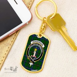 ScotsTee Shop Scottish Henderson Modern Clan Crest Dog Tag Pendant Tartan Luxury Keychain - Personalized Engraving