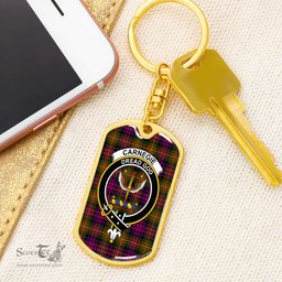 ScotsTee Shop Scottish Carnegie Modern Clan Crest Dog Tag Pendant Tartan Luxury Keychain - Personalized Engraving