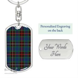 ScotsTee Shop Scottish Fraser Hunting Ancient Clan Dog Tag Pendant Tartan Luxury Keychain - Personalized Engraving