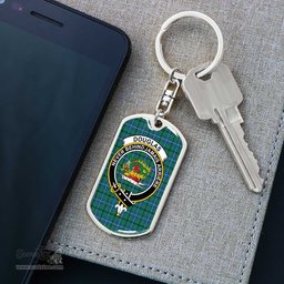 ScotsTee Shop Scottish Douglas Ancient Clan Crest Dog Tag Pendant Tartan Luxury Keychain - Personalized Engraving