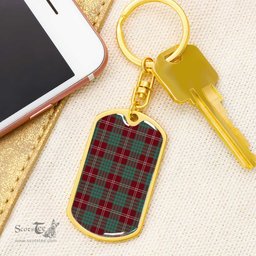 ScotsTee Shop Scottish Crawford Modern Clan Dog Tag Pendant Tartan Luxury Keychain - Personalized Engraving
