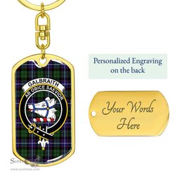 ScotsTee Shop Scottish Galbraith Modern Clan Crest Dog Tag Pendant Tartan Luxury Keychain - Personalized Engraving