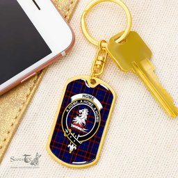 ScotsTee Shop Scottish Home Modern Clan Crest Dog Tag Pendant Tartan Luxury Keychain - Personalized Engraving