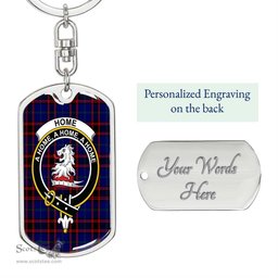 ScotsTee Shop Scottish Home Modern Clan Crest Dog Tag Pendant Tartan Luxury Keychain - Personalized Engraving