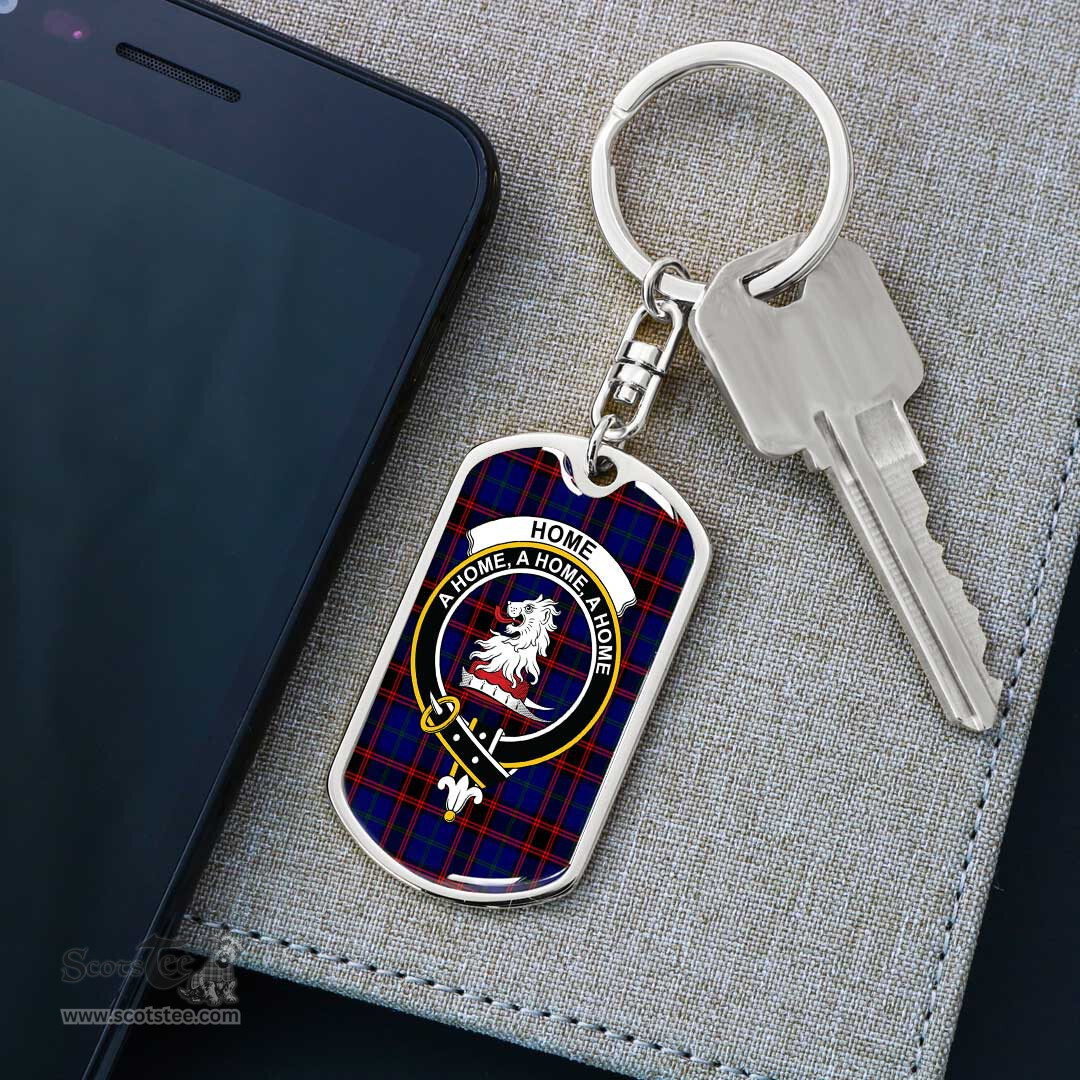 ScotsTee Shop Scottish Home Modern Clan Crest Dog Tag Pendant Tartan Luxury Keychain - Personalized Engraving