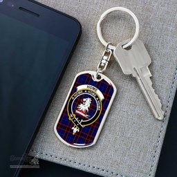 ScotsTee Shop Scottish Home Modern Clan Crest Dog Tag Pendant Tartan Luxury Keychain - Personalized Engraving