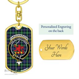 ScotsTee Shop Scottish Farquharson Ancient Clan Crest Dog Tag Pendant Tartan Luxury Keychain - Personalized Engraving