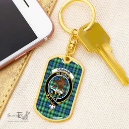 ScotsTee Shop Scottish Graham of Montrose Ancient Clan Crest Dog Tag Pendant Tartan Luxury Keychain - Personalized Engraving
