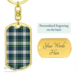 ScotsTee Shop Scottish Gordon Dress Ancient Clan Dog Tag Pendant Tartan Luxury Keychain - Personalized Engraving