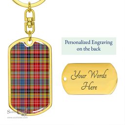 ScotsTee Shop Scottish Drummond of Strathallan Clan Dog Tag Pendant Tartan Luxury Keychain - Personalized Engraving