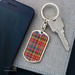 ScotsTee Shop Scottish Drummond of Strathallan Clan Dog Tag Pendant Tartan Luxury Keychain - Personalized Engraving