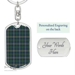 ScotsTee Shop Scottish Kennedy Modern Clan Dog Tag Pendant Tartan Luxury Keychain - Personalized Engraving