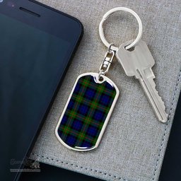 ScotsTee Shop Scottish Gunn Modern Clan Dog Tag Pendant Tartan Luxury Keychain - Personalized Engraving