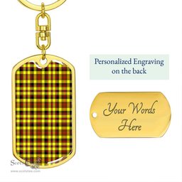 ScotsTee Shop Scottish Jardine Clan Dog Tag Pendant Tartan Luxury Keychain - Personalized Engraving