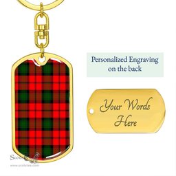 ScotsTee Shop Scottish Kerr Modern Clan Dog Tag Pendant Tartan Luxury Keychain - Personalized Engraving