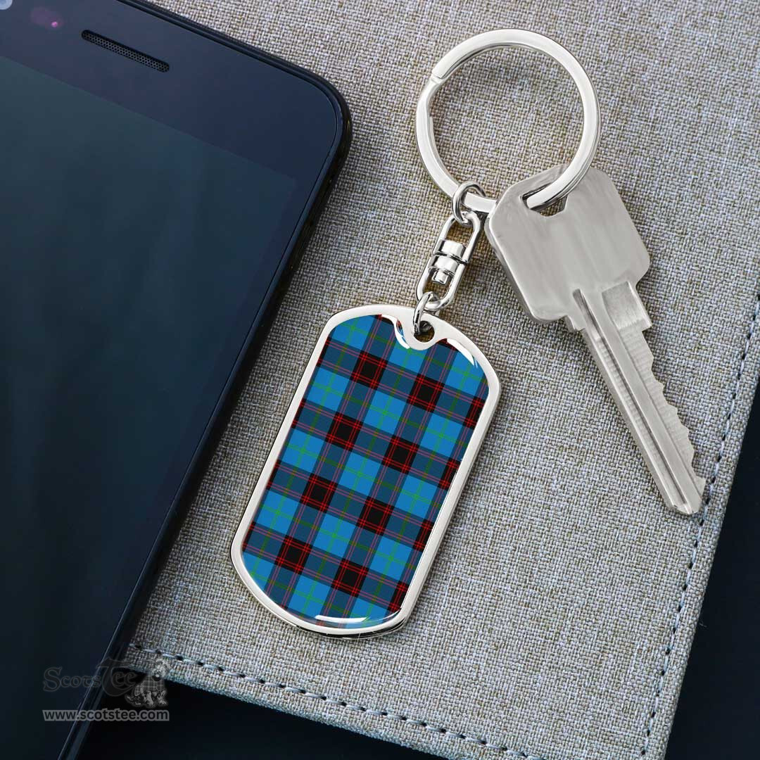 ScotsTee Shop Scottish Home Ancient Clan Dog Tag Pendant Tartan Luxury Keychain - Personalized Engraving