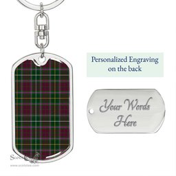 ScotsTee Shop Scottish Crosbie Clan Dog Tag Pendant Tartan Luxury Keychain - Personalized Engraving