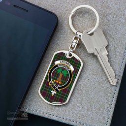 ScotsTee Shop Scottish Crosbie Clan Crest Dog Tag Pendant Tartan Luxury Keychain - Personalized Engraving