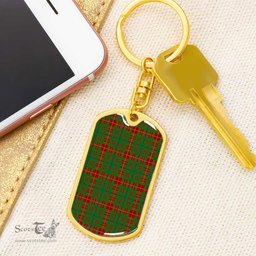 ScotsTee Shop Scottish Fulton Clan Dog Tag Pendant Tartan Luxury Keychain - Personalized Engraving