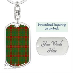 ScotsTee Shop Scottish Fulton Clan Dog Tag Pendant Tartan Luxury Keychain - Personalized Engraving