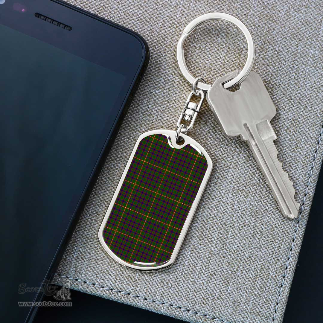 ScotsTee Shop Scottish Hall Clan Dog Tag Pendant Tartan Luxury Keychain - Personalized Engraving