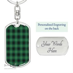 ScotsTee Shop Scottish MacArthur Ancient Clan Dog Tag Pendant Tartan Luxury Keychain - Personalized Engraving