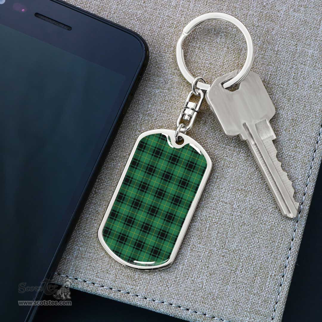 ScotsTee Shop Scottish MacArthur Ancient Clan Dog Tag Pendant Tartan Luxury Keychain - Personalized Engraving