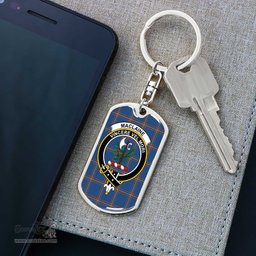 ScotsTee Shop Scottish MacLaine of Loch Buie Hunting Ancient Clan Crest Dog Tag Pendant Tartan Luxury Keychain - Personalized Engraving