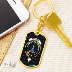 ScotsTee Shop Scottish Morrison Modern Clan Crest Dog Tag Pendant Tartan Luxury Keychain - Personalized Engraving