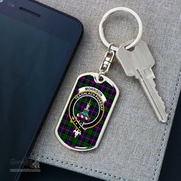 ScotsTee Shop Scottish Morrison Modern Clan Crest Dog Tag Pendant Tartan Luxury Keychain - Personalized Engraving