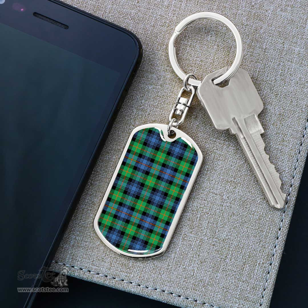 ScotsTee Shop Scottish Murray of Atholl Ancient Clan Dog Tag Pendant Tartan Luxury Keychain - Personalized Engraving