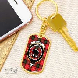 ScotsTee Shop Scottish Nesbitt Modern Clan Crest Dog Tag Pendant Tartan Luxury Keychain - Personalized Engraving