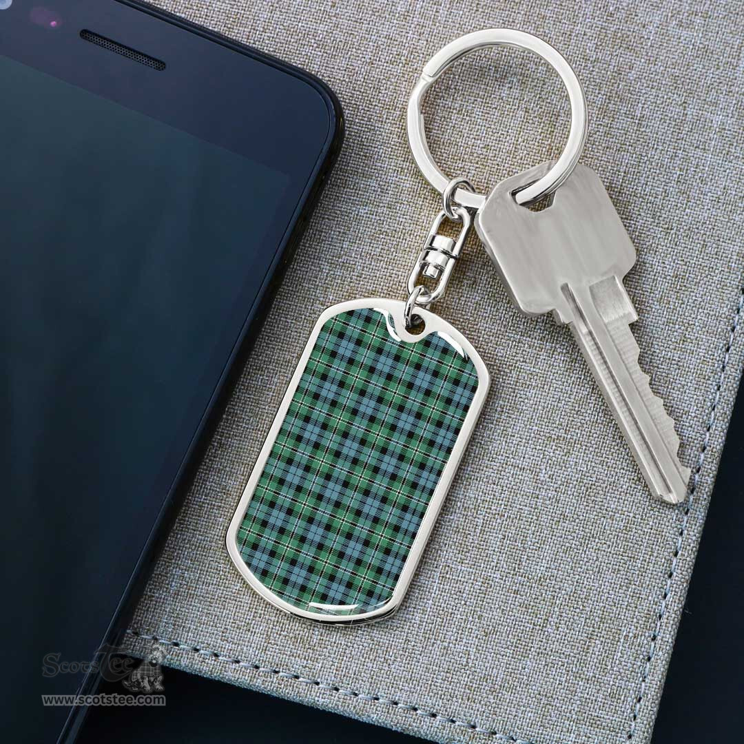 ScotsTee Shop Scottish Melville Clan Dog Tag Pendant Tartan Luxury Keychain - Personalized Engraving