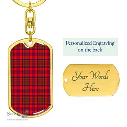 ScotsTee Shop Scottish Murray of Tulloch Modern Clan Dog Tag Pendant Tartan Luxury Keychain - Personalized Engraving