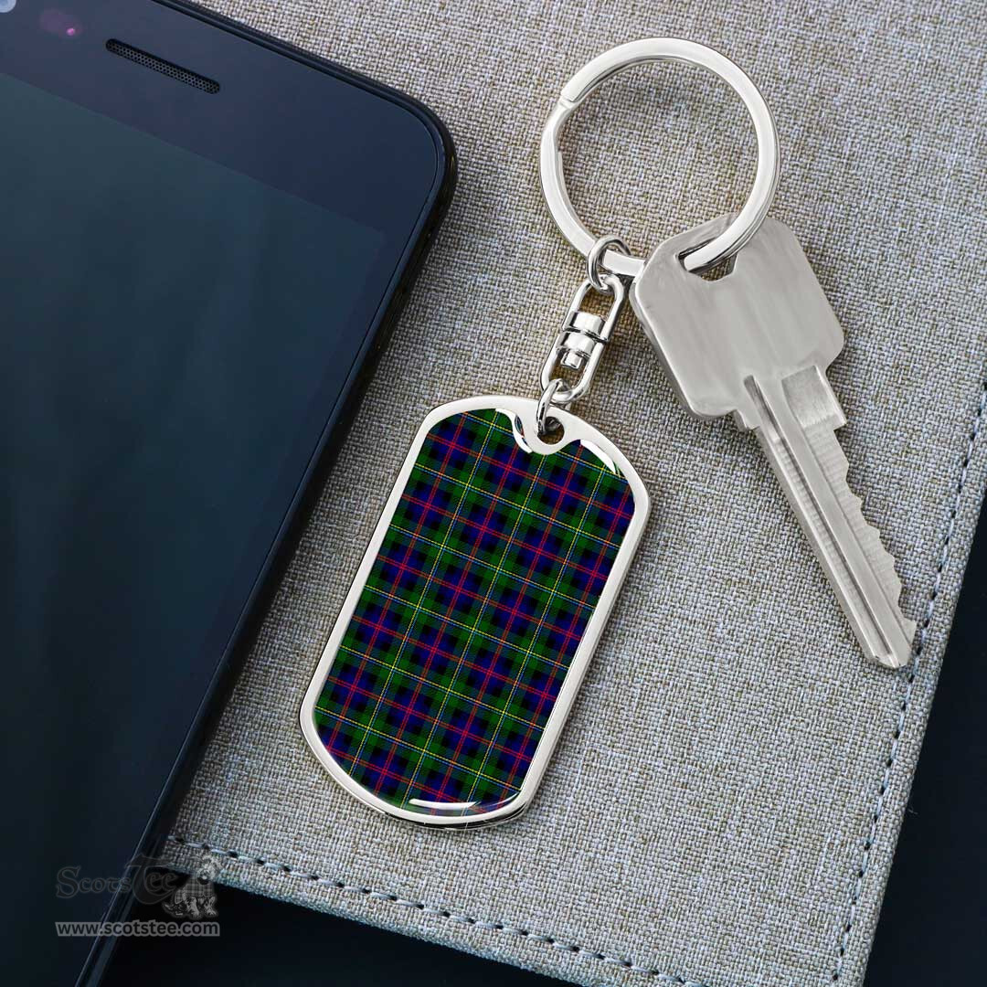 ScotsTee Shop Scottish Malcolm Modern Clan Dog Tag Pendant Tartan Luxury Keychain - Personalized Engraving
