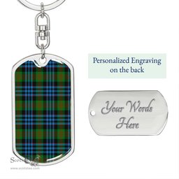ScotsTee Shop Scottish Newlands of Lauriston Clan Dog Tag Pendant Tartan Luxury Keychain - Personalized Engraving