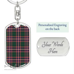 ScotsTee Shop Scottish MacFarlane Hunting Modern Clan Dog Tag Pendant Tartan Luxury Keychain - Personalized Engraving