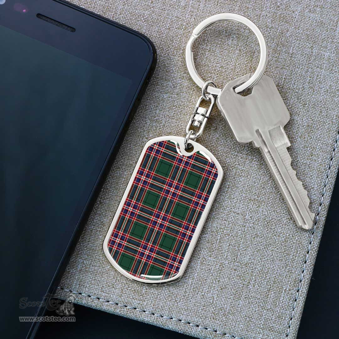 ScotsTee Shop Scottish MacFarlane Hunting Modern Clan Dog Tag Pendant Tartan Luxury Keychain - Personalized Engraving