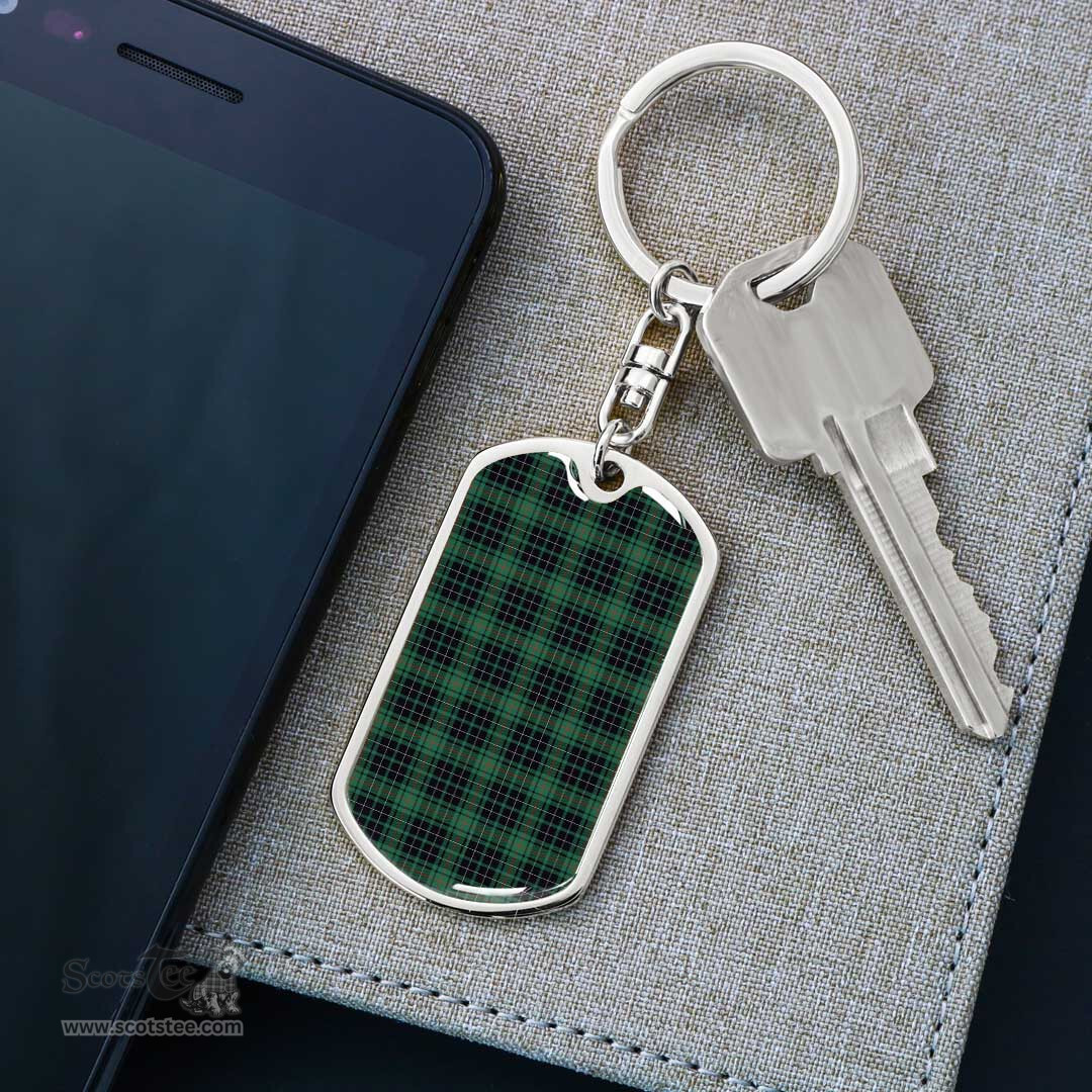 ScotsTee Shop Scottish MacAulay Hunting Ancient Clan Dog Tag Pendant Tartan Luxury Keychain - Personalized Engraving