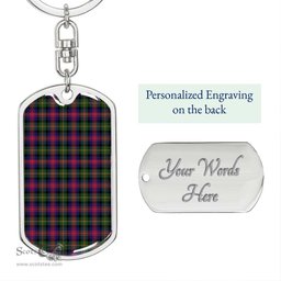 ScotsTee Shop Scottish Logan Modern Clan Dog Tag Pendant Tartan Luxury Keychain - Personalized Engraving