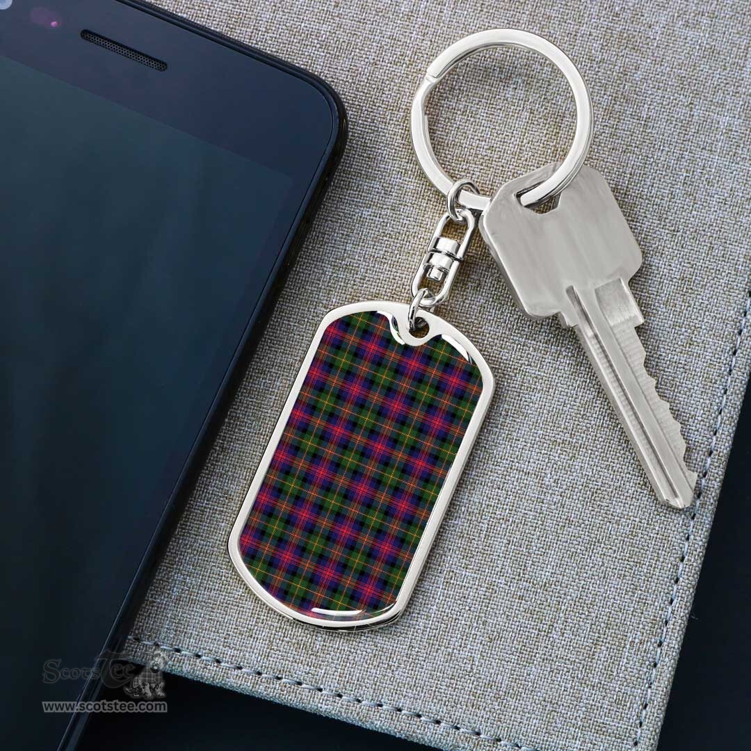 ScotsTee Shop Scottish Logan Modern Clan Dog Tag Pendant Tartan Luxury Keychain - Personalized Engraving