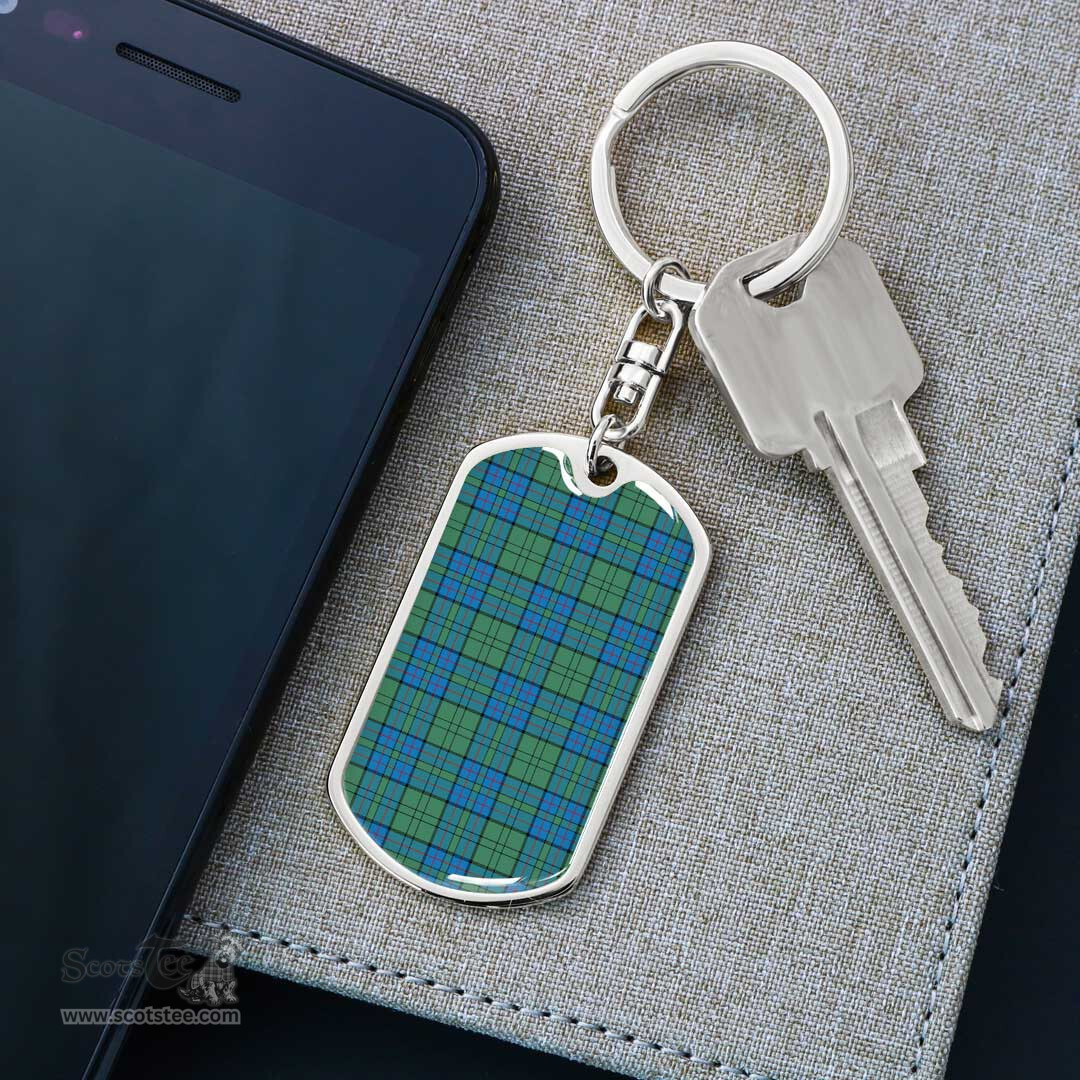 ScotsTee Shop Scottish Lockhart Clan Dog Tag Pendant Tartan Luxury Keychain - Personalized Engraving