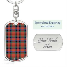 ScotsTee Shop Scottish MacDuff Ancient Clan Dog Tag Pendant Tartan Luxury Keychain - Personalized Engraving