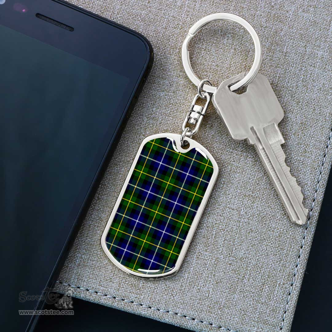 ScotsTee Shop Scottish MacNeill of Barra Modern Clan Dog Tag Pendant Tartan Luxury Keychain - Personalized Engraving