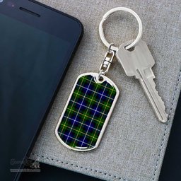 ScotsTee Shop Scottish MacNeill of Barra Modern Clan Dog Tag Pendant Tartan Luxury Keychain - Personalized Engraving