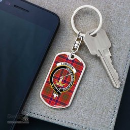 ScotsTee Shop Scottish Lumsden Modern Clan Crest Dog Tag Pendant Tartan Luxury Keychain - Personalized Engraving