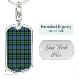 ScotsTee Shop Scottish MacKay Ancient Clan Dog Tag Pendant Tartan Luxury Keychain - Personalized Engraving
